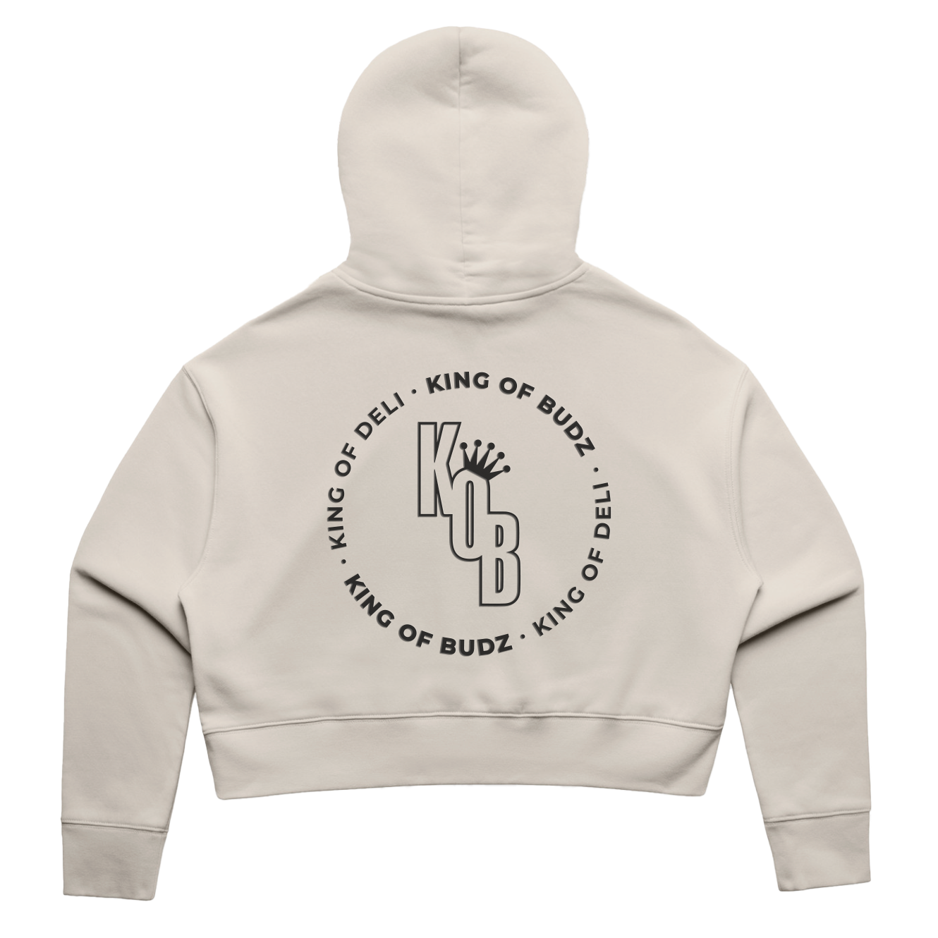 King of Budz Black & Cream Cropped Hoodie